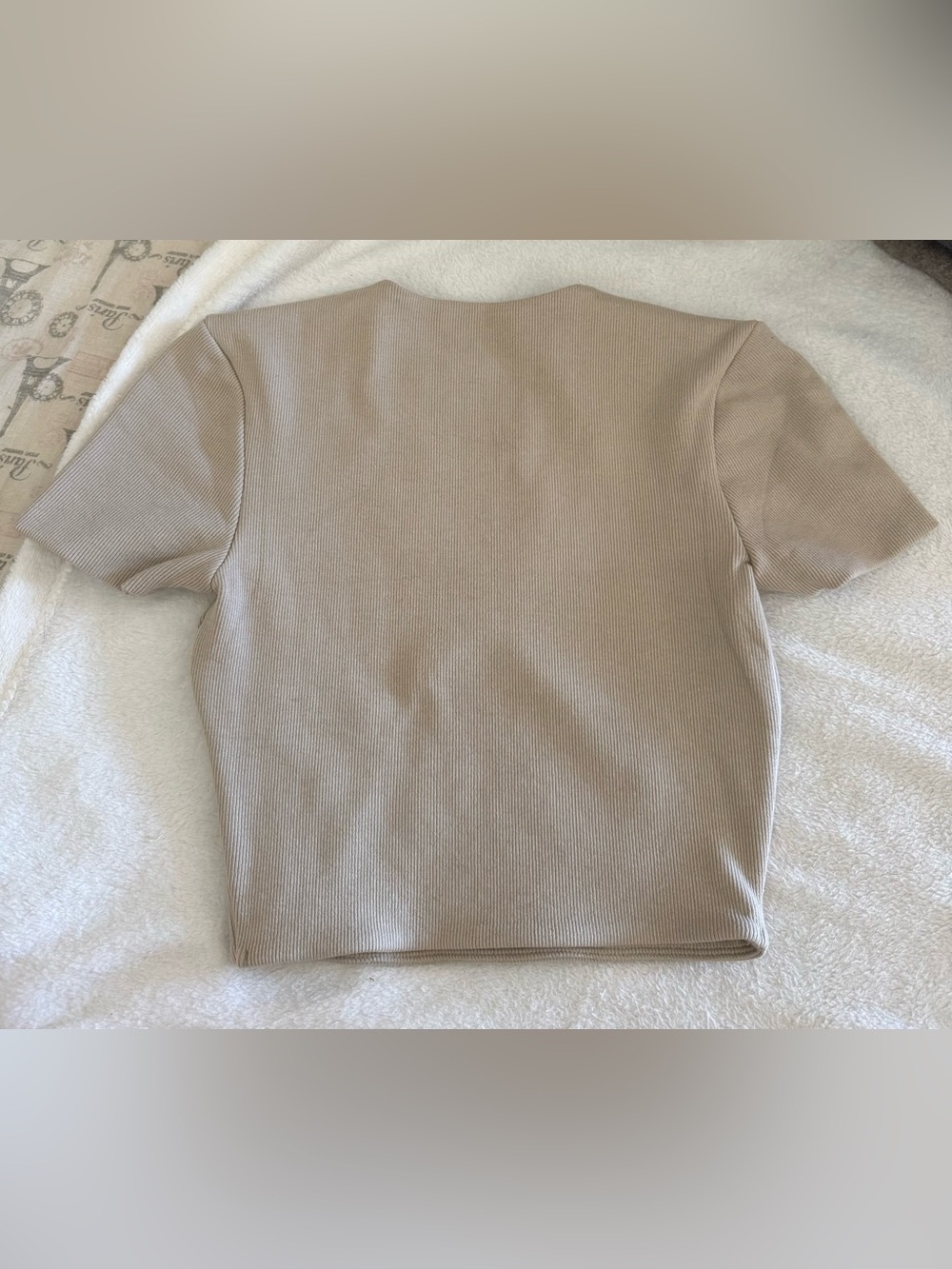OH POLLY Ribbed Contour Crop Top (Stone) - Picture 2 of 2